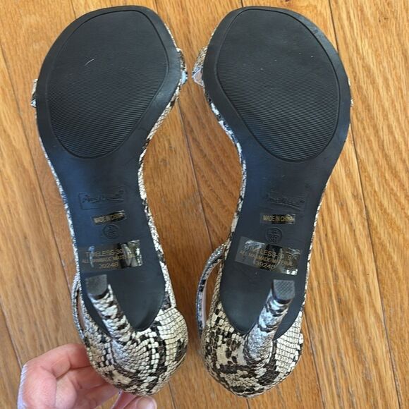 Snakeskin & Rhinestone‎ beige Ankle Strappy  4” Heels Sandals shoes Size 9 - Picture 6 of 8